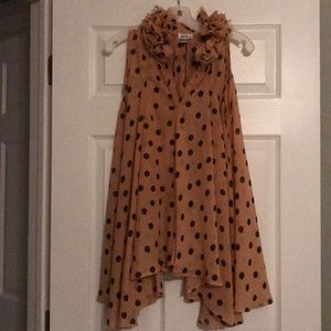 Tan and brown polka dot tunic